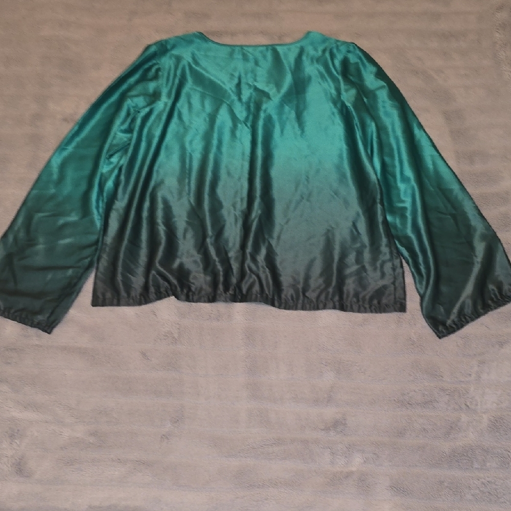Apostrophe Teal Long Sleeved Blouse Size Large - Picture 4 of 7